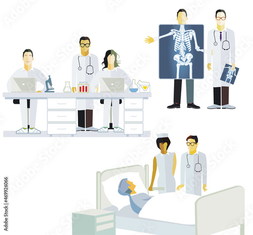 Medizinischer Service im Krankenhaus mit Ärzten und Krankenschwestern. llustration	