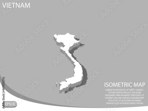 white isometric map of Vietnam elements gray background for concept map easy to edit and customize. eps 10