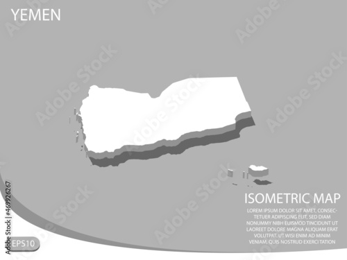 white isometric map of Yemen elements gray background for concept map easy to edit and customize. eps 10