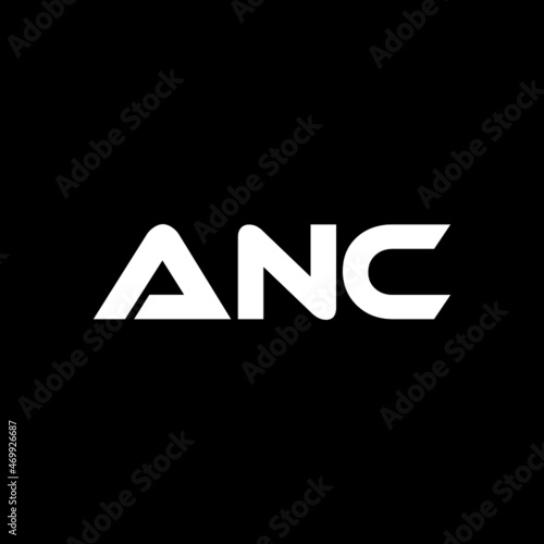 ANC letter logo design with black background in illustrator, vector logo modern alphabet font overlap style. calligraphy designs for logo, Poster, Invitation, etc.