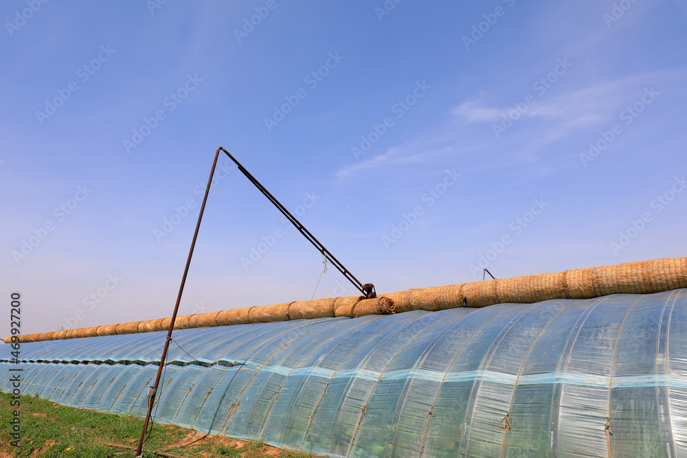 Outdoor view of vegetable planting greenhouse, North China Outdoor view of vegetable planting greenhouse, North China