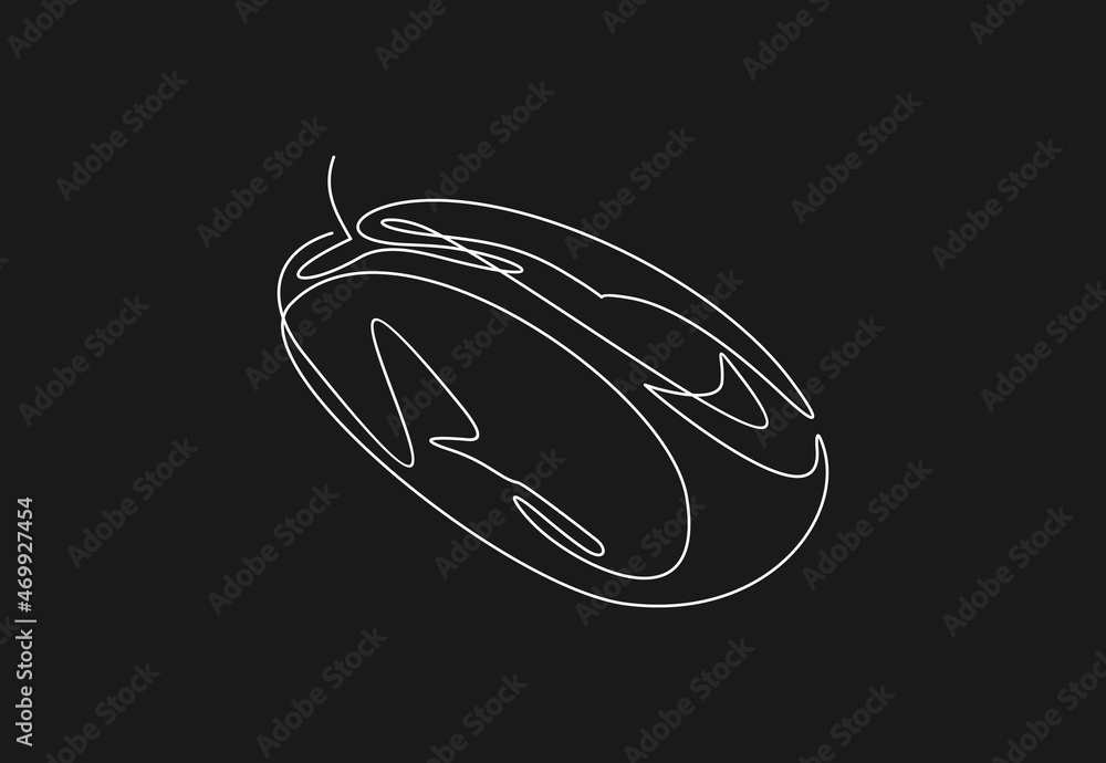 Drawing a continuous line. Computer mouse on white isolated background. Drawing a continuous line. Computer mouse on white isolated background.