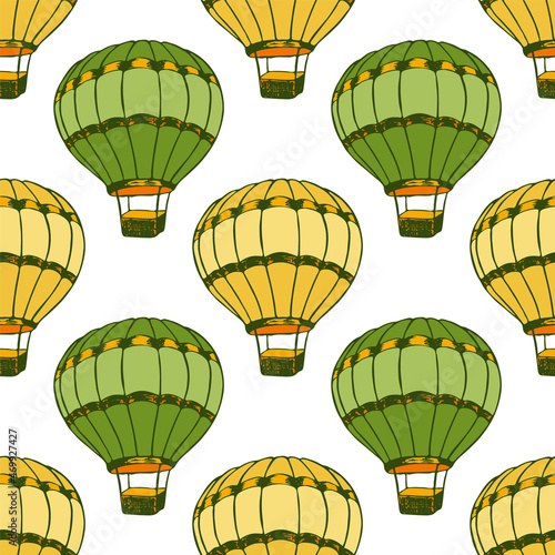 Cartoon hot air balloons  illustration vector seamless patter.