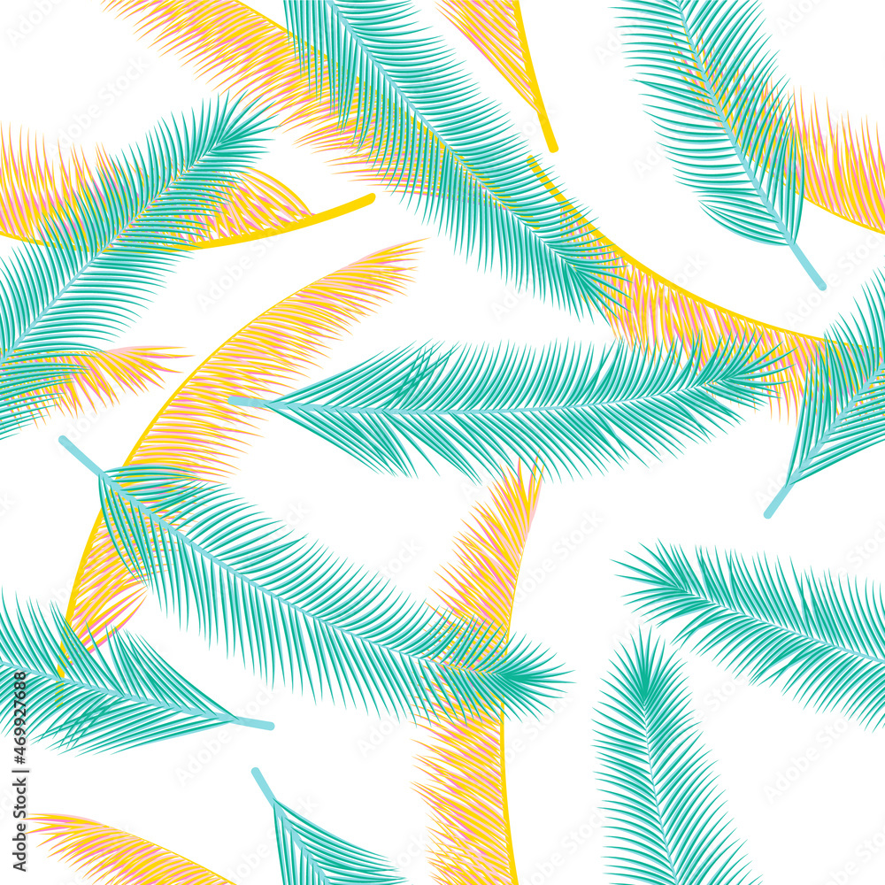 Organic palm leaves vector pattern. Pretty wrapping paper. Tropical jungle palm leaves wallpaper seamless pattern.