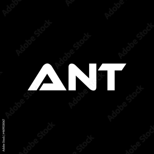 ANT letter logo design with black background in illustrator, vector logo modern alphabet font overlap style. calligraphy designs for logo, Poster, Invitation, etc.
