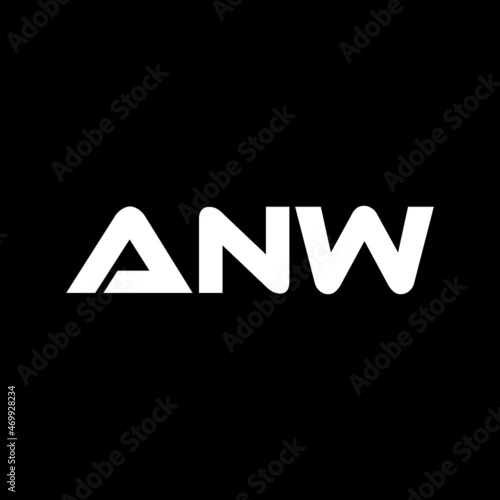 ANW letter logo design with black background in illustrator, vector logo modern alphabet font overlap style. calligraphy designs for logo, Poster, Invitation, etc.