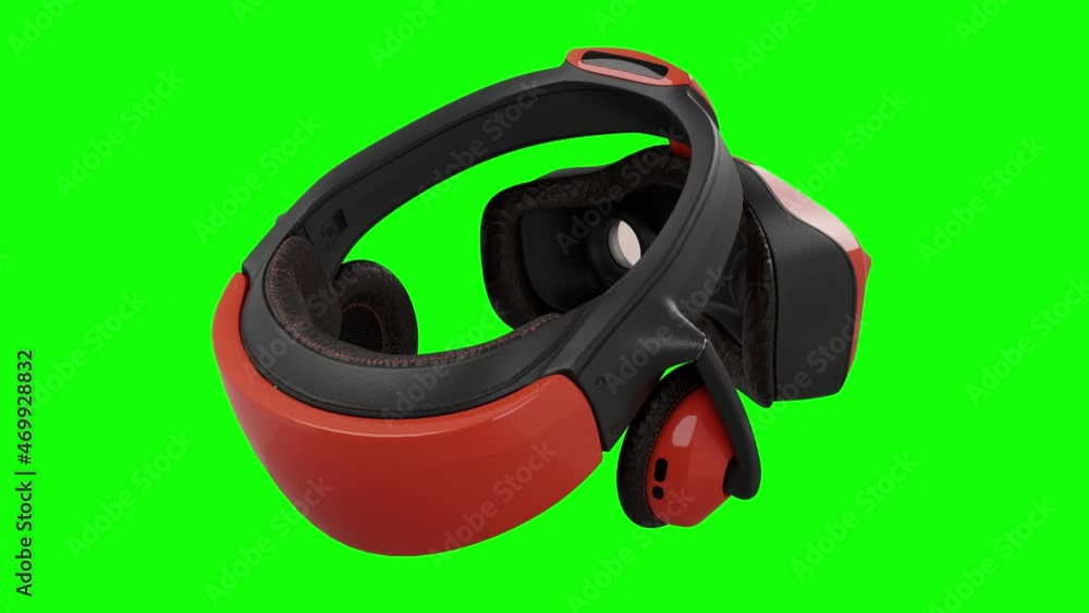 3d rendering of Virtual Reality headgear developed for the future of the Metaverse is rotated turntable looped on the green screen background. 3d rendering of Virtual Reality headgear developed for the future of the Metaverse is rotated turntable looped on the green screen background.