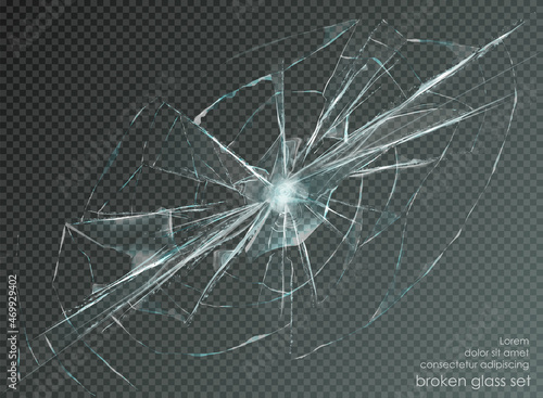 hole broken glass on transparent background