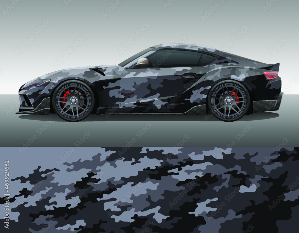 Vecteur Stock Camouflage car texture template for vinyl wrap and decal  print. Classic camo military ornament. | Adobe Stock