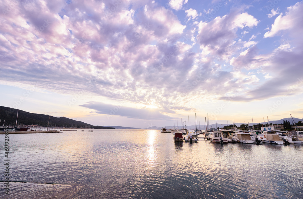 Marina harbour with beautiful white yachts in Split, Croatia. Marina harbour with beautiful white yachts in Split, Croatia.