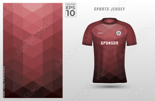 Red brown t-shirt sport design template for soccer jersey. Sport uniform in front view. Tshirt mock up for sport club. Vector Illustration.