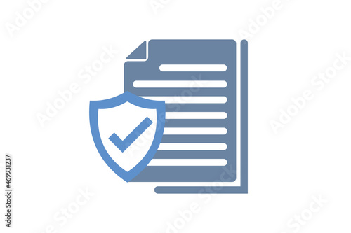 Insurance policy concept, check board and shield, data security, fraud analysis on white background for website, application, printing, document, poster design, etc. vector EPS10