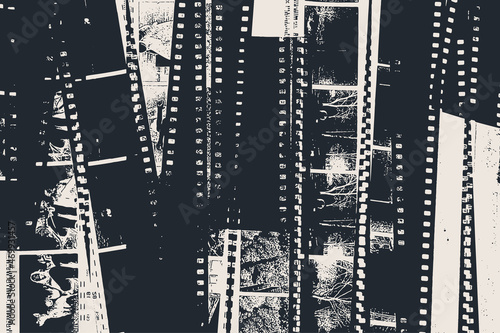 Abstract background with cut strips of photographic negatives film. Vector illustration