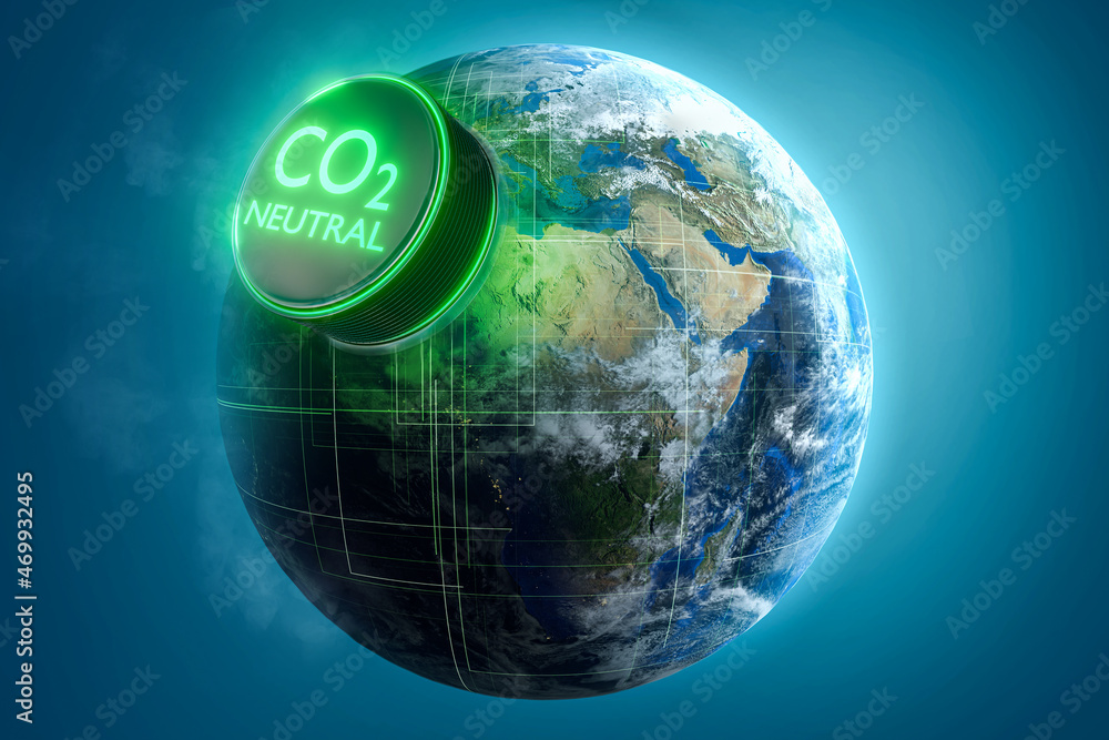 Welt - CO 2 Neutral - Umweltfreundlich - Klimaschutz - obrazy, fototapety, plakaty 