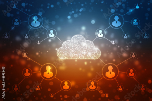 Wallpaper Mural 2d illustration of Cloud computing, Digital Cloud computing Concept background. Cyber technology, internet data storage, database and data server concept Torontodigital.ca