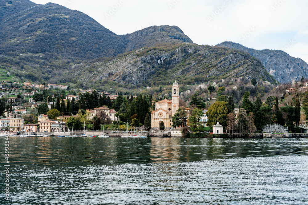 Church of San Lorenzo on the shores of Lake Como. Italy
