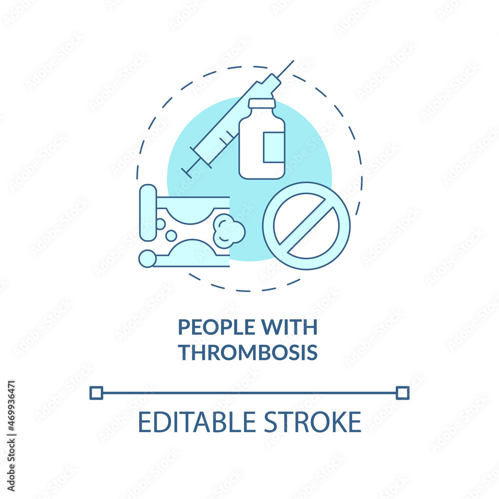 People with thrombosis blue concept icon. Contraindications to covid vaccines abstract idea thin line illustration. Medical exemption. Vector isolated outline color drawing. Editable stroke
