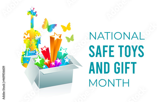 National Safe Toys and Gifts Month. Illustration on white