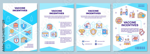 Vaccine incentives brochure template. Exclusive rewards and bonuses. Flyer, booklet, leaflet print, cover design with linear icons. Vector layouts for presentation, annual reports, advertisement pages