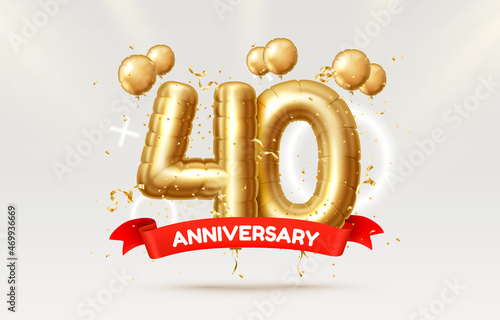 40 years anniversary of the person birthday, balloons in the form of numbers of the year. Vector