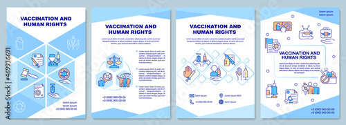 Vaccination and human rights brochure template. Unvaccinated people. Flyer, booklet, leaflet print, cover design with linear icons. Vector layouts for presentation, annual reports, advertisement pages