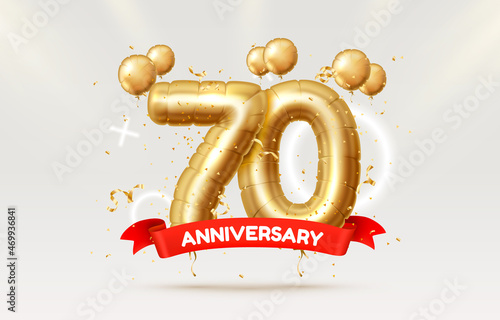 70 years anniversary of the person birthday, balloons in the form of numbers of the year. Vector