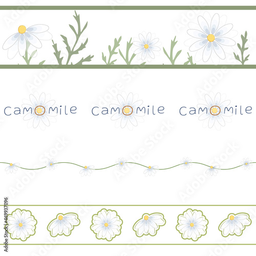 camomile daisy flower brand tape blue yellow green logo sign text