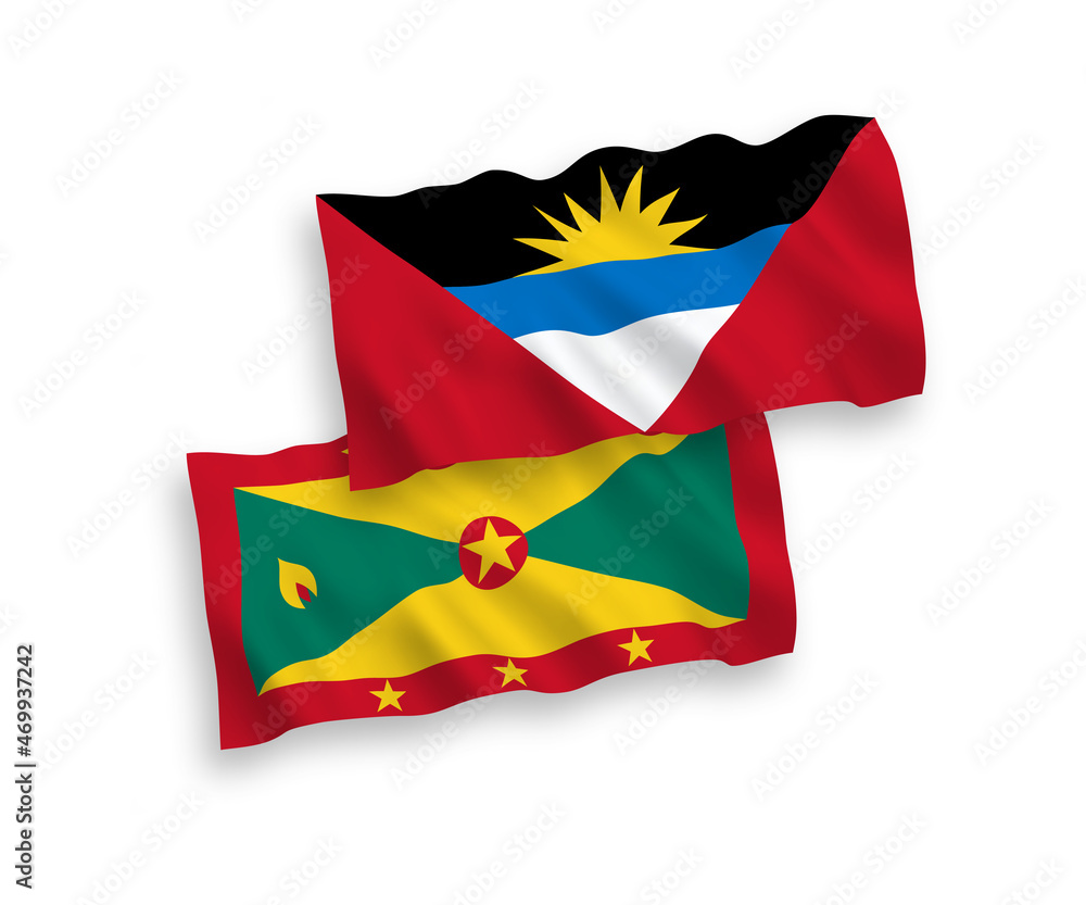 Flags of Grenada and Antigua and Barbuda on a white background Flags of Grenada and Antigua and Barbuda on a white background