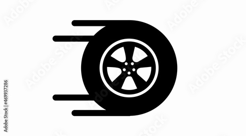 Wheel Icon. Speed or wheel vector editable black and white illustration