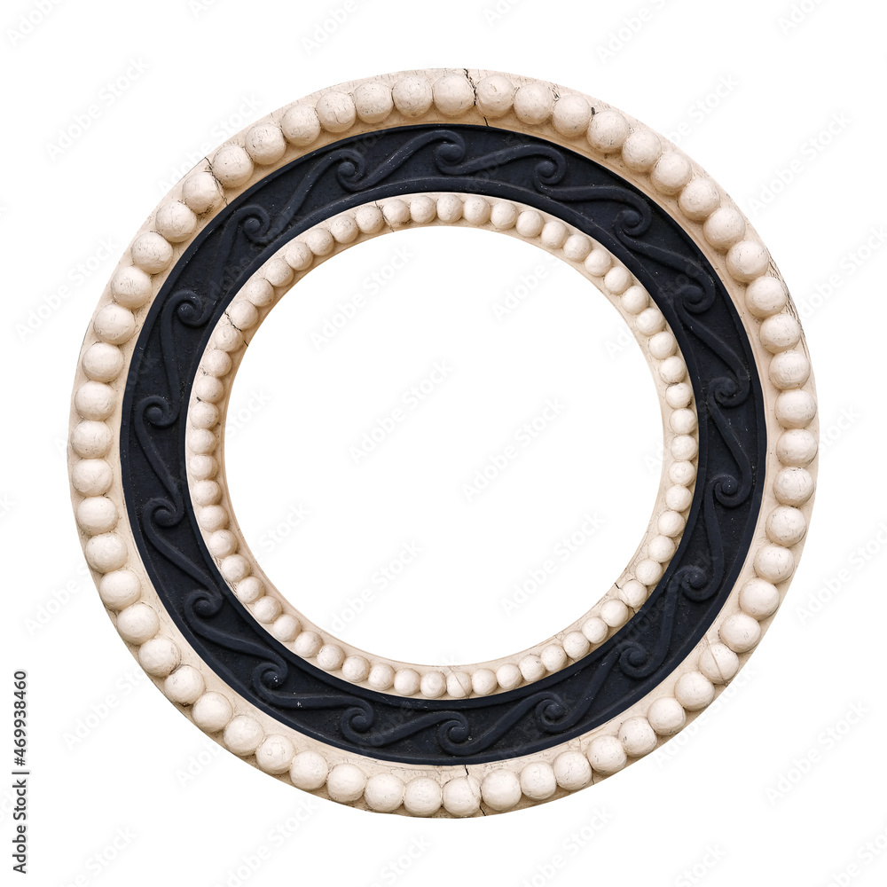 Black round frame for paintings, mirrors or photo isolated on white background. Design element with clipping path Black round frame for paintings, mirrors or photo isolated on white background. Design element with clipping path