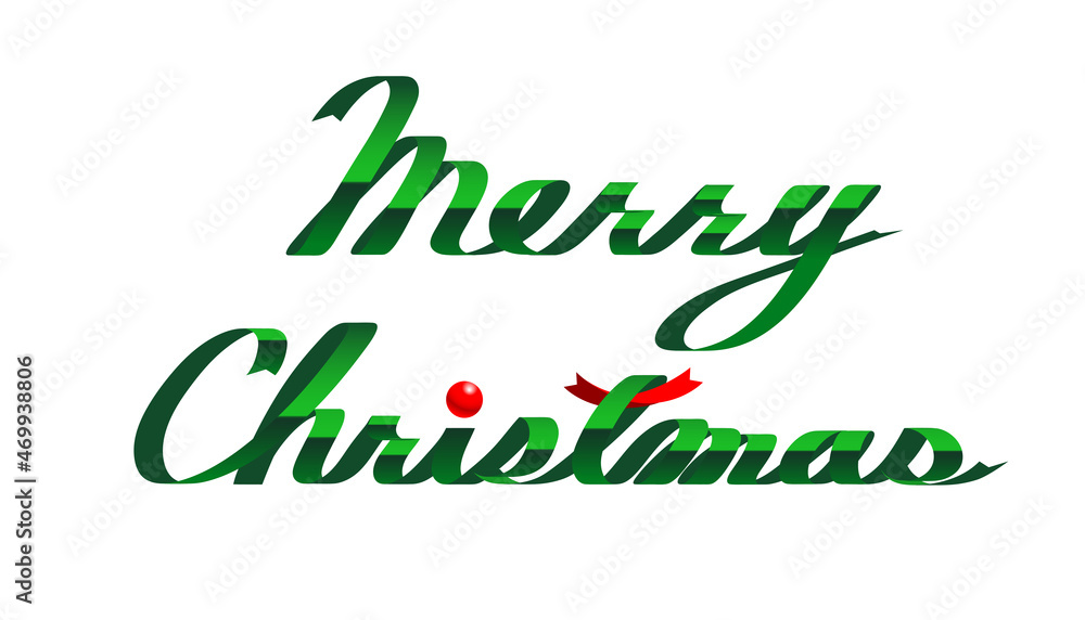 緑のリボンで作った「メリークリスマス」の文字のベクターグラフィック 緑のリボンで作った「メリークリスマス」の文字のベクターグラフィック