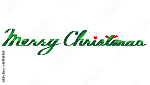 緑のリボンで作った「メリークリスマス」の文字のベクターグラフィック