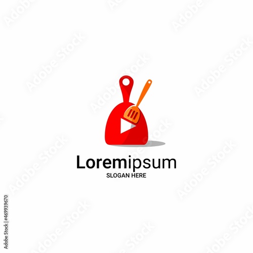 vector television, tomato, cooking utensil, cooking video logo illustration vector, chef channel, video channel