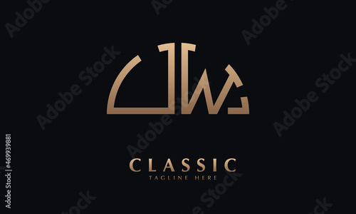 Alphabet UW or WU Half Illustration monogram vector logo template