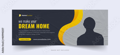Construction and home repair Facebook cover design and web banner template.