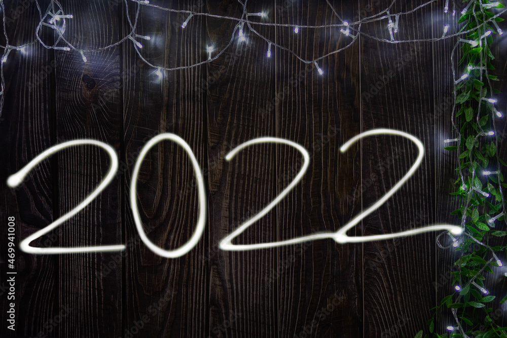 2022 wooden background with lights 2022 wooden background with lights