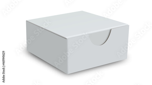Realistic box mock up. Rectangular packaging boxes, white cardboard and blank vertical pack 3D vector template set. Closed square packing, paper containers, shipping cases cliparts collection © artisttop