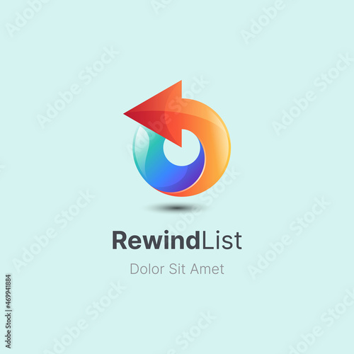 Colorful circle with arrow rewind logo photo