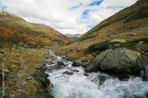 Autumn in the Caucasus mountains, Arkhyz, Russia.