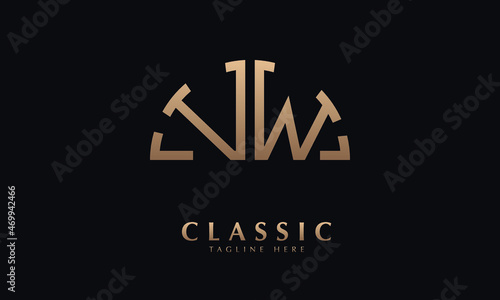 Alphabet VW or WV Half Illustration monogram vector logo template © fysaladobe