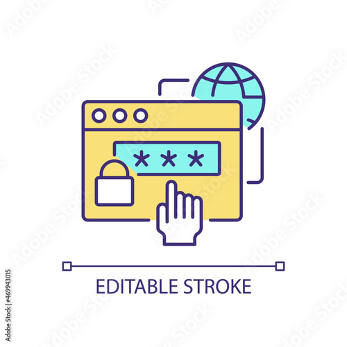 Digital foundation skills RGB color icon. Gaining basic IT competencies. Keeping passwords and personal information safe. Isolated vector illustration. Simple filled line drawing. Editable stroke