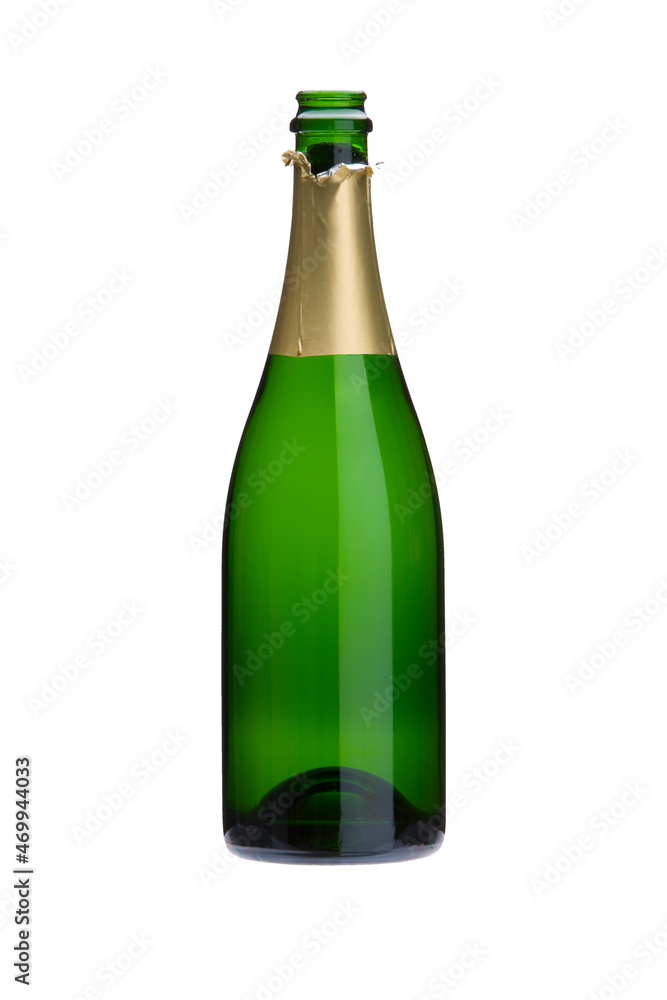 Geöffnete Champagnerflasche isoliert vor weissem Hintergrund Geöffnete Champagnerflasche isoliert vor weissem Hintergrund