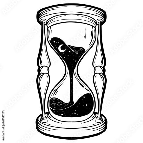 Sandglass hand drawn tattoo design vector sketch