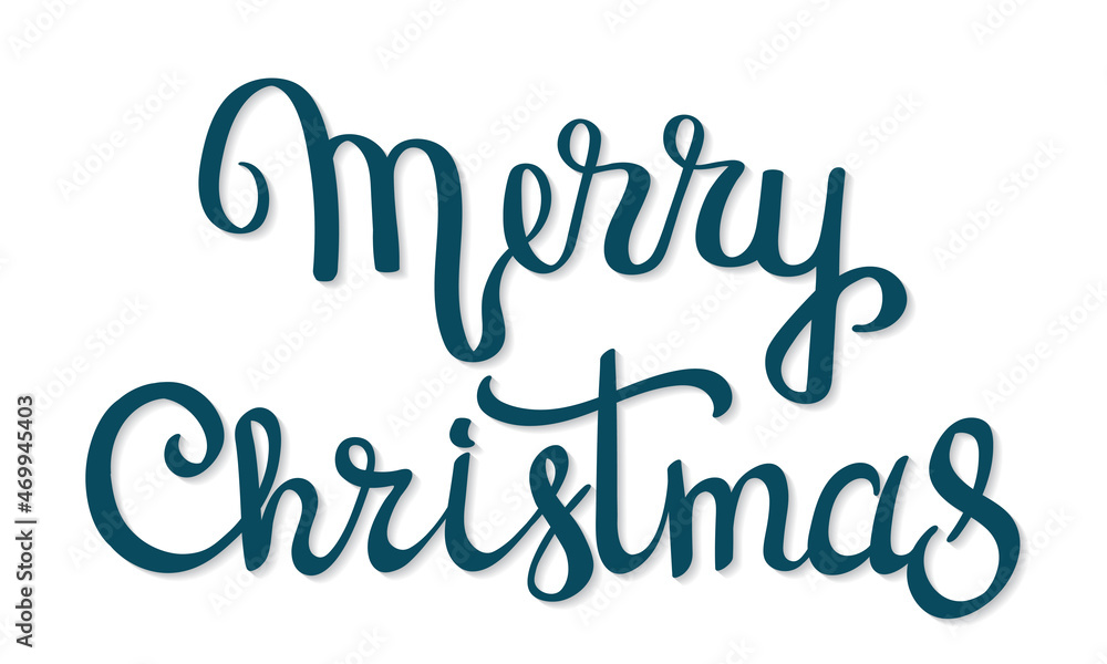 Merry Christmas hand drawn lettering with vector shadow for greeting card, poster and banner Merry Christmas hand drawn lettering with vector shadow for greeting card, poster and banner