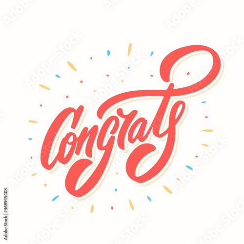 Congrats. Greeting card. Vector handwritten lettering.