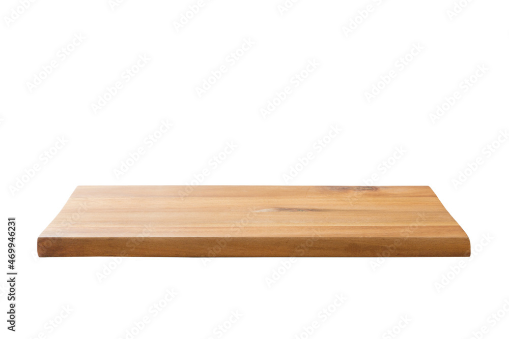 aged dark chopping board out of wood. isolated in white background. perspective view aged dark chopping board out of wood. isolated in white background. perspective view