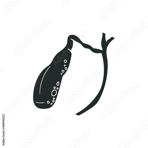 Bladder Organ Icon Silhouette Illustration. Gallbladder Vector Graphic Pictogram Symbol Clip Art. Doodle Sketch Black Sign.