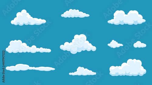 Fototapeta Naklejka Na Ścianę i Meble -  clouds collection isolated on blue sky panorama. vector illustration