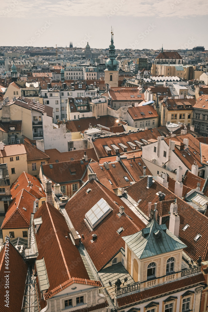 Prague roofs. A viewv from Old town hall tower
