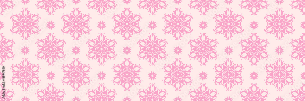 Beautiful background pattern with floral pink ornament on a light pink background for your design. Seamless background for wallpaper texture. Vector illustration Beautiful background pattern with floral pink ornament on a light pink background for your design. Seamless background for wallpaper texture. Vector illustration